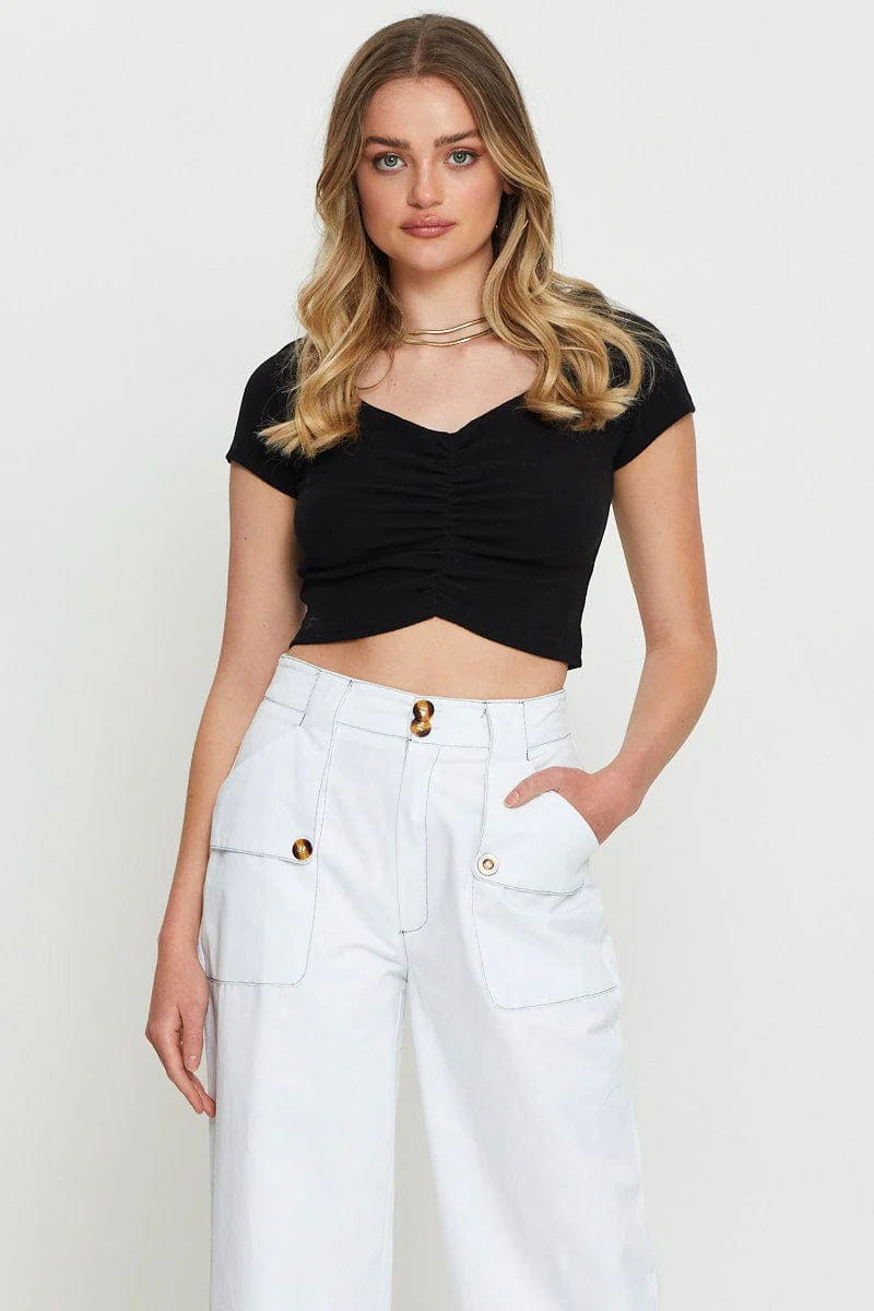 Black Crop Top Short Sleeve