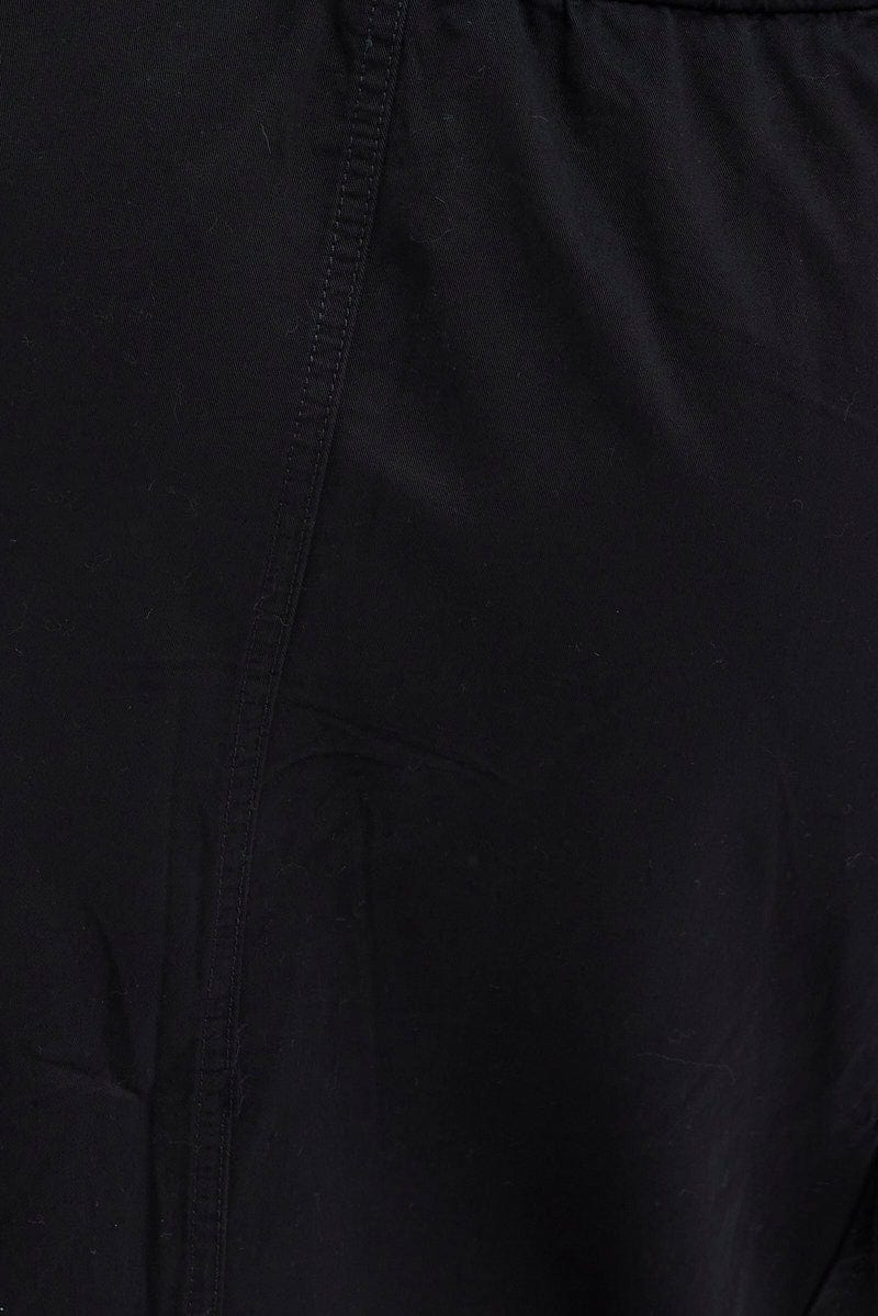 Black Parachute Cargo Skirt Low Rise Midi