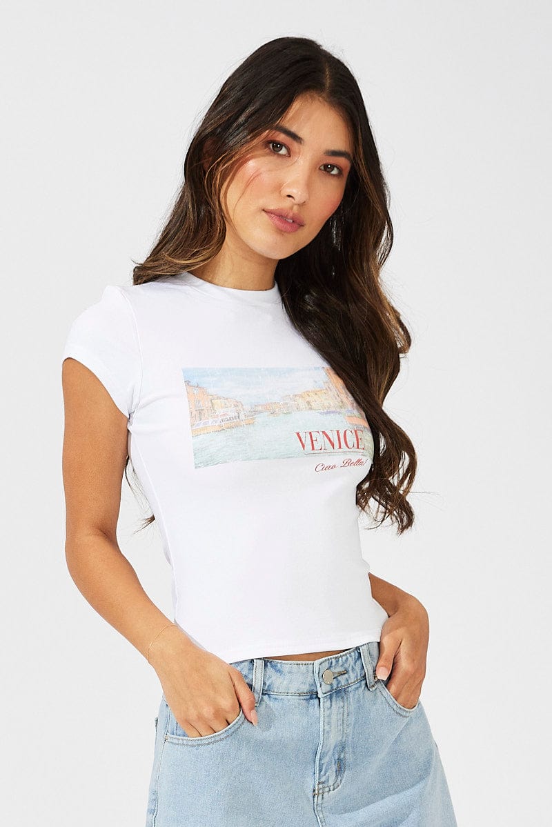 White Graphic Tee Short Sleeve