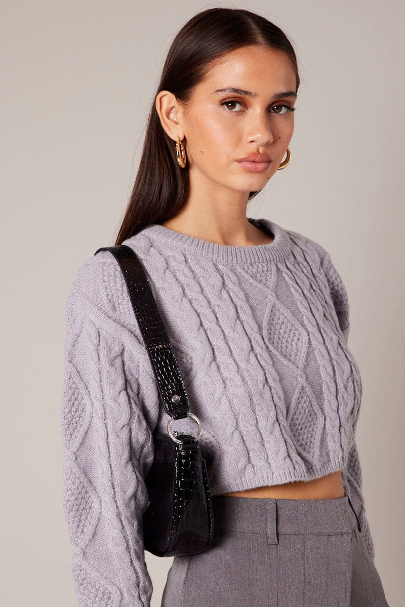 Grey Cable Knit Jumper