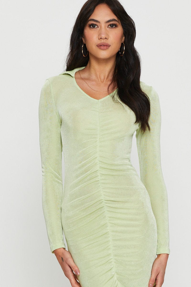 Green Mini Dress Long Sleeve