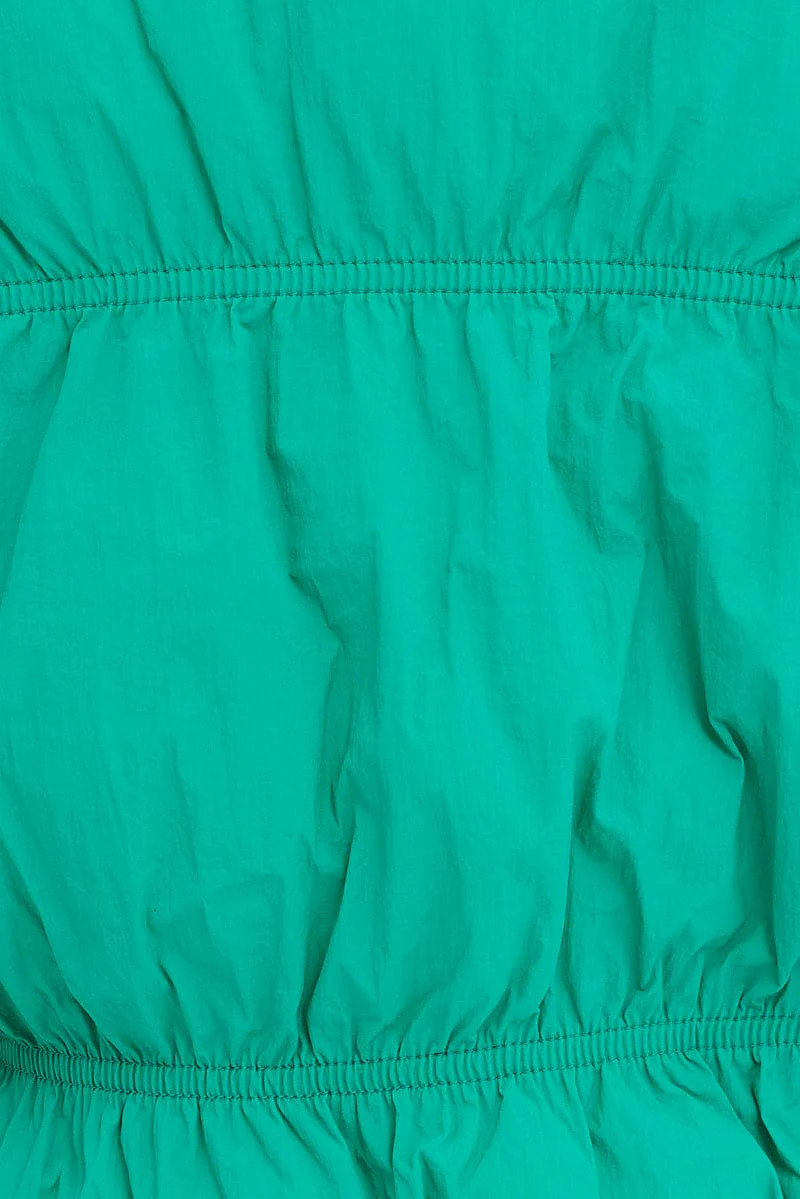 Green Zip Puffer Bomber Vest