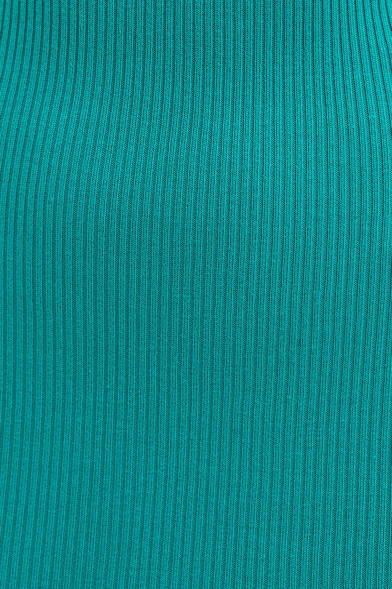 Green Racer Knit Midi Dress