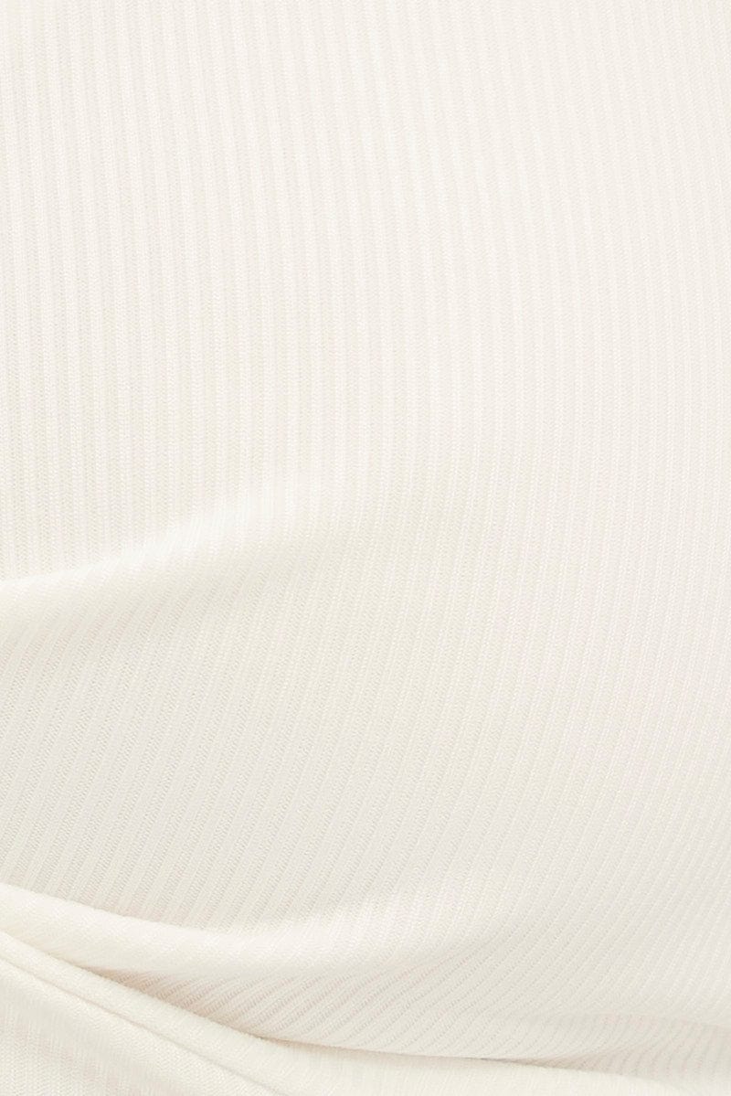 White Crop Top Sleeveless Sweetheart Twist Front Rib