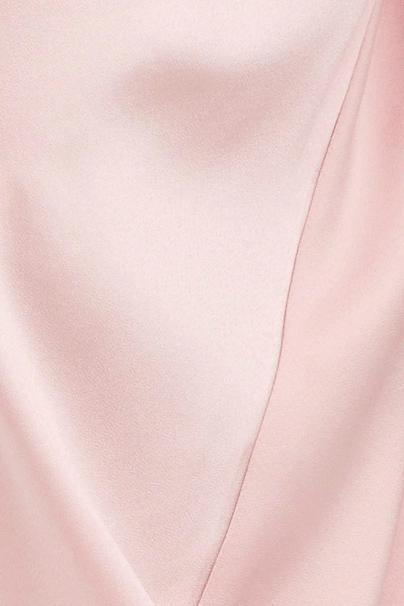 Pink Puff Sleeve Top Long Sleeve Crop Satin