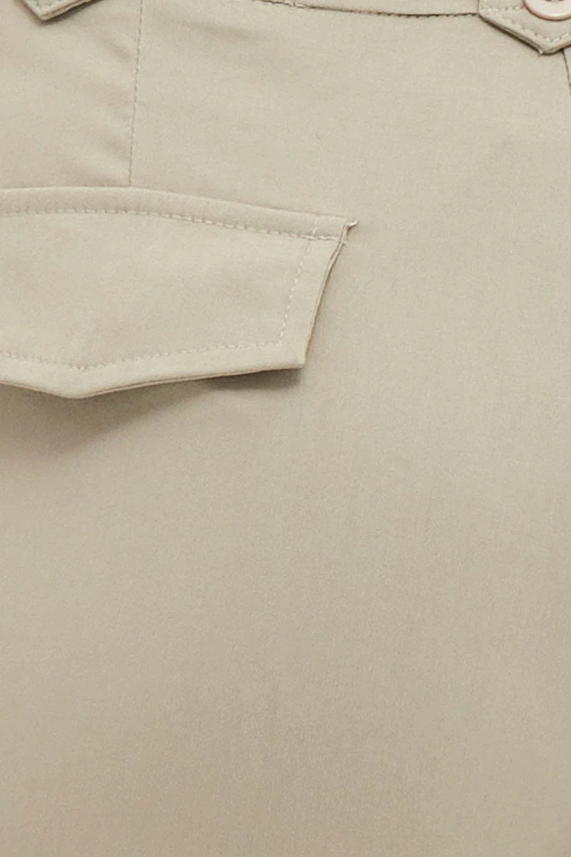 Green Mid Rise Stretch Flare Pant