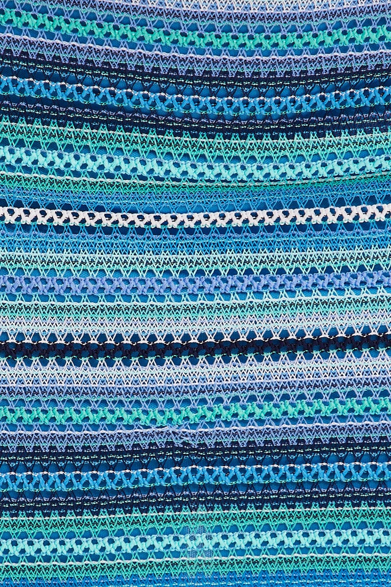 Blue Stripe Mini Skirt Bodycon Mid Rise