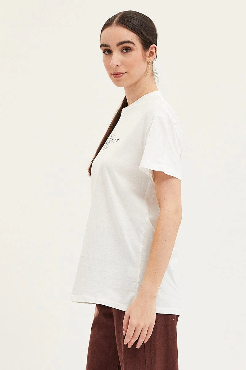 White Graphic T Shirt Short Sleeve