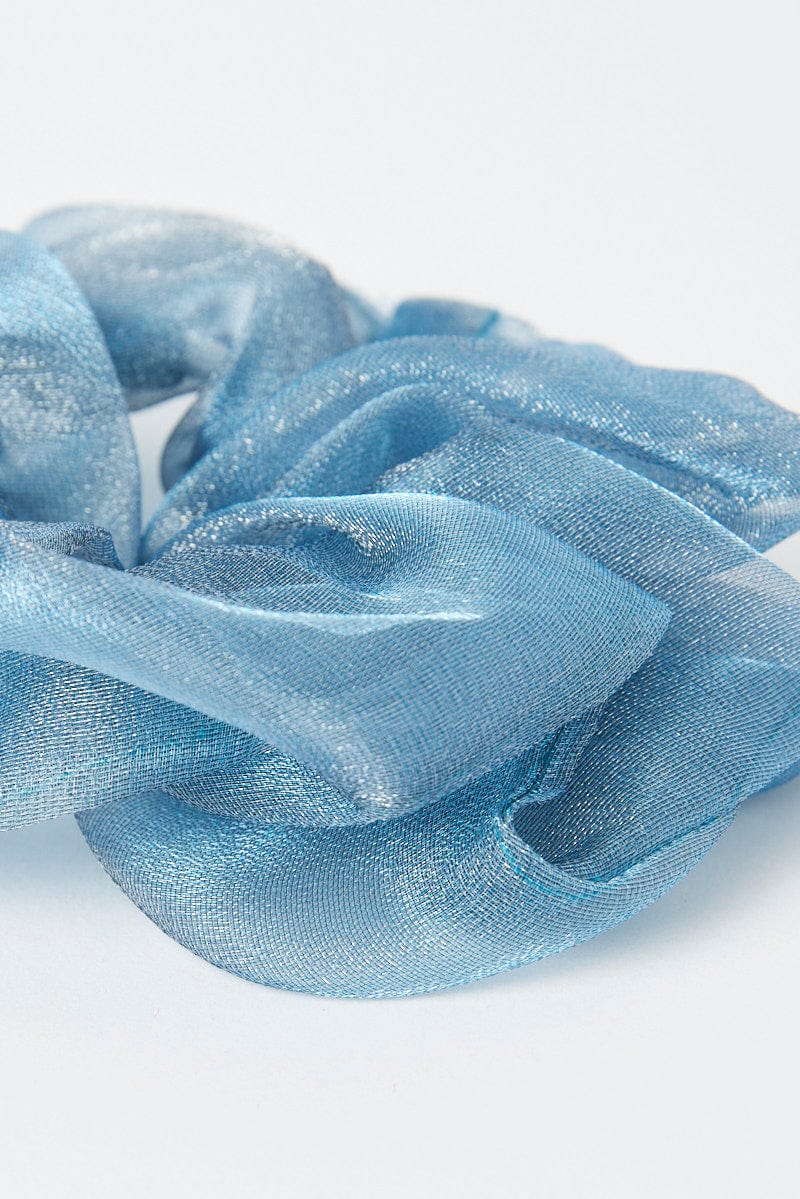Blue Organza Scrunchie
