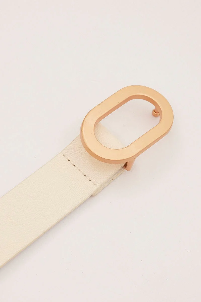 White Oval Buckle Belts