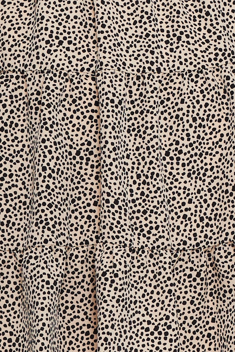 Geo Print A Line Dress Mini V Neck