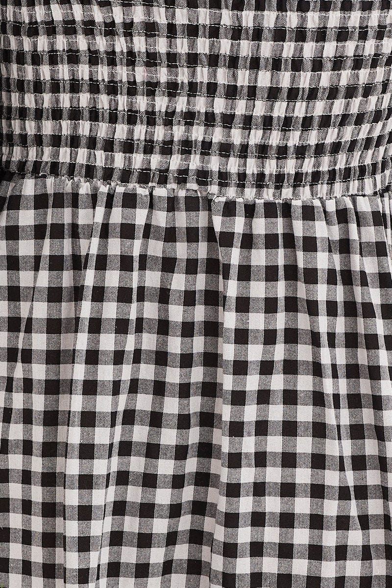 Check Dress Off Shoulder Maxi