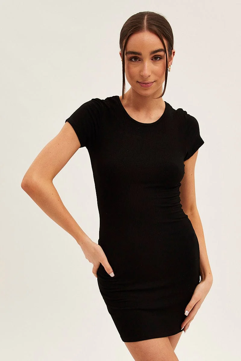 Black Dress Short Sleeve Crew Neck