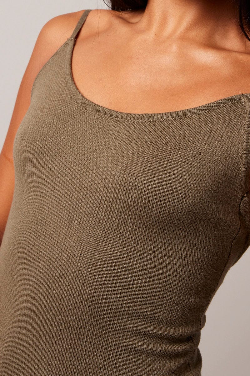 Green Knit Dress Sleeveless Maxi