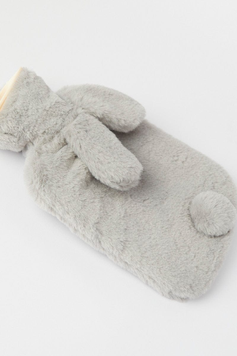 Grey Fluffy Hot Water Bottle