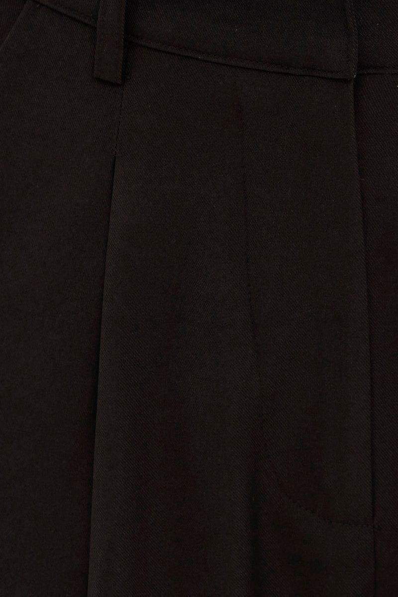 Black Wide Leg Pants High Rise Cargo Tailored