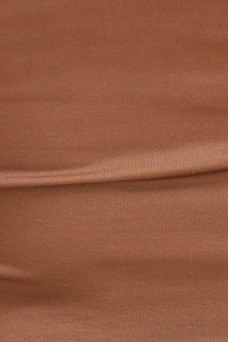 Brown Crop Cami Top Smooth Scoop Neck Sleeveless