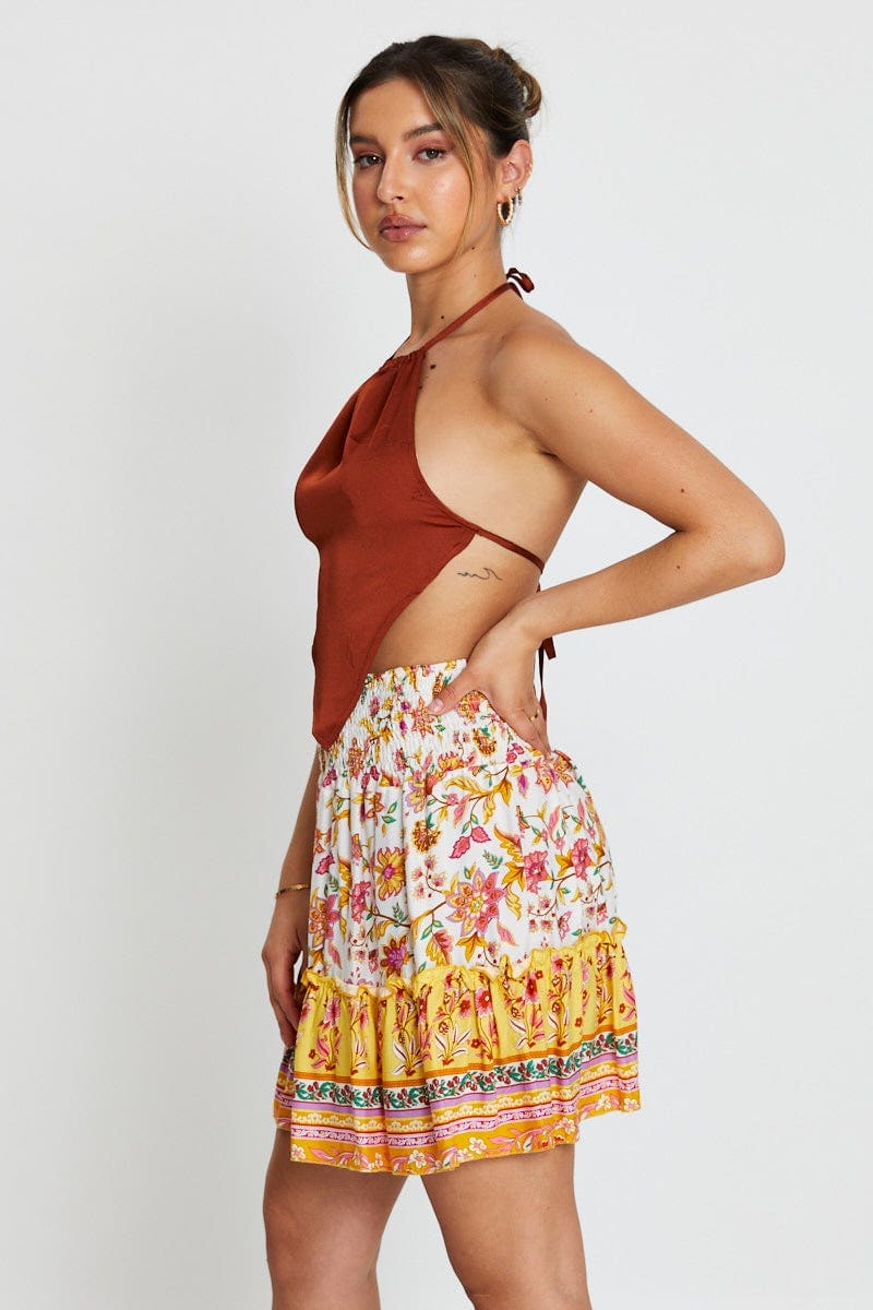 Boho Print Skater Skirt