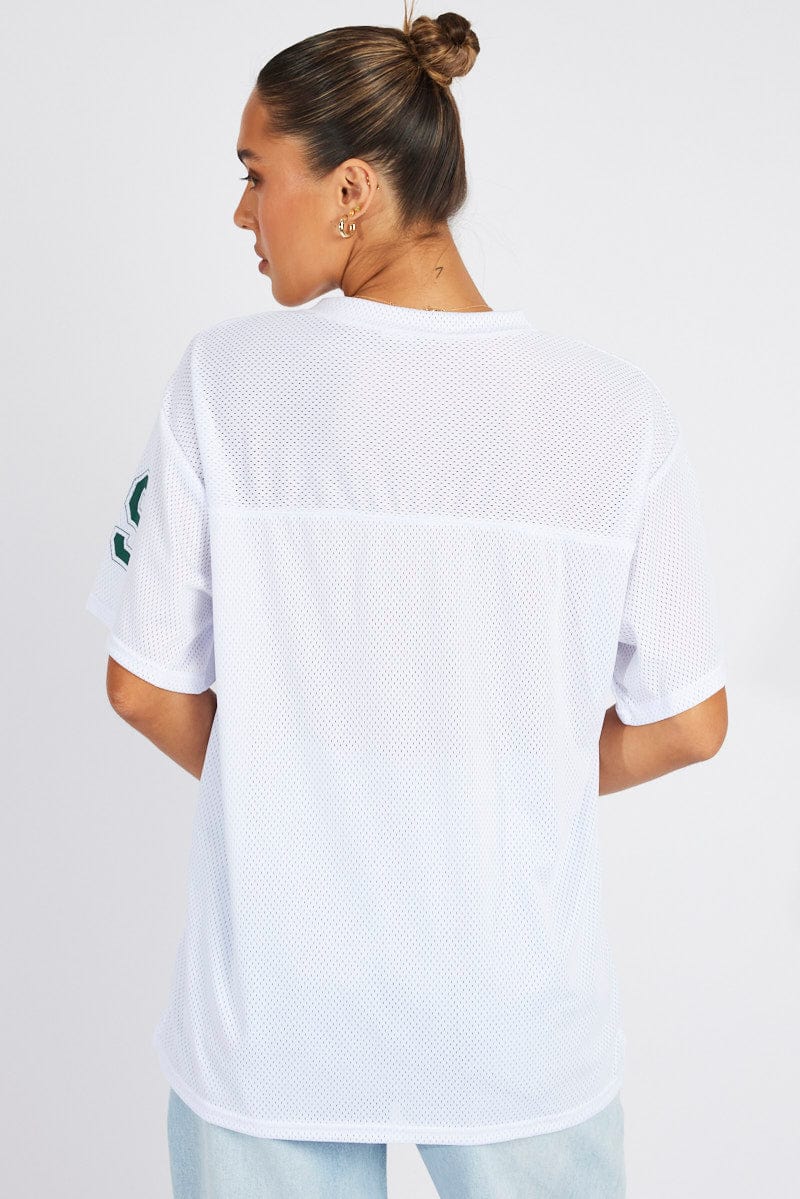 White Sports Tee Short Sleeve
