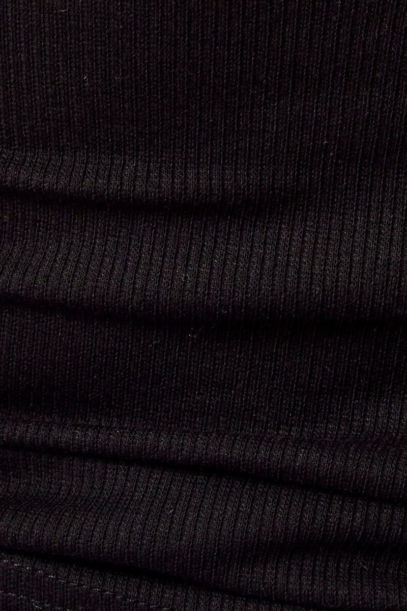 Black Singlet Top Sleeveless Scoop Neck Lace Trim