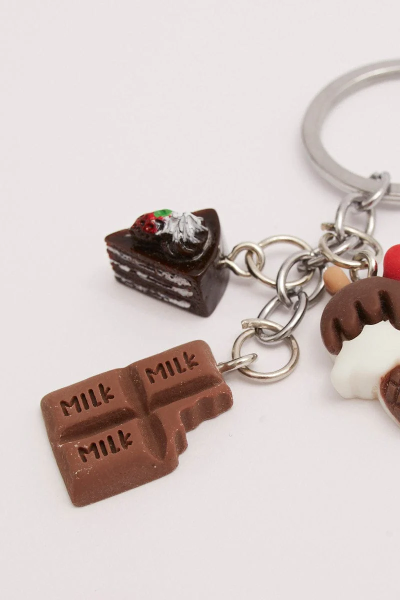 Multi Cake And Chocolate Charm Keyring