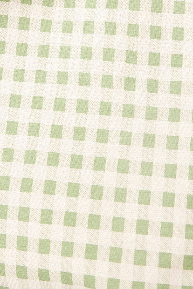 Green Check Printed Tote Bag Gingham