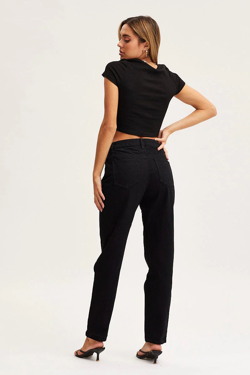 Black High Rise Mom Jeans