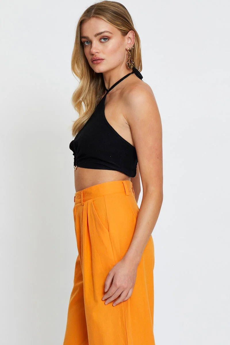 Green Crop Top Sleeveless Halter
