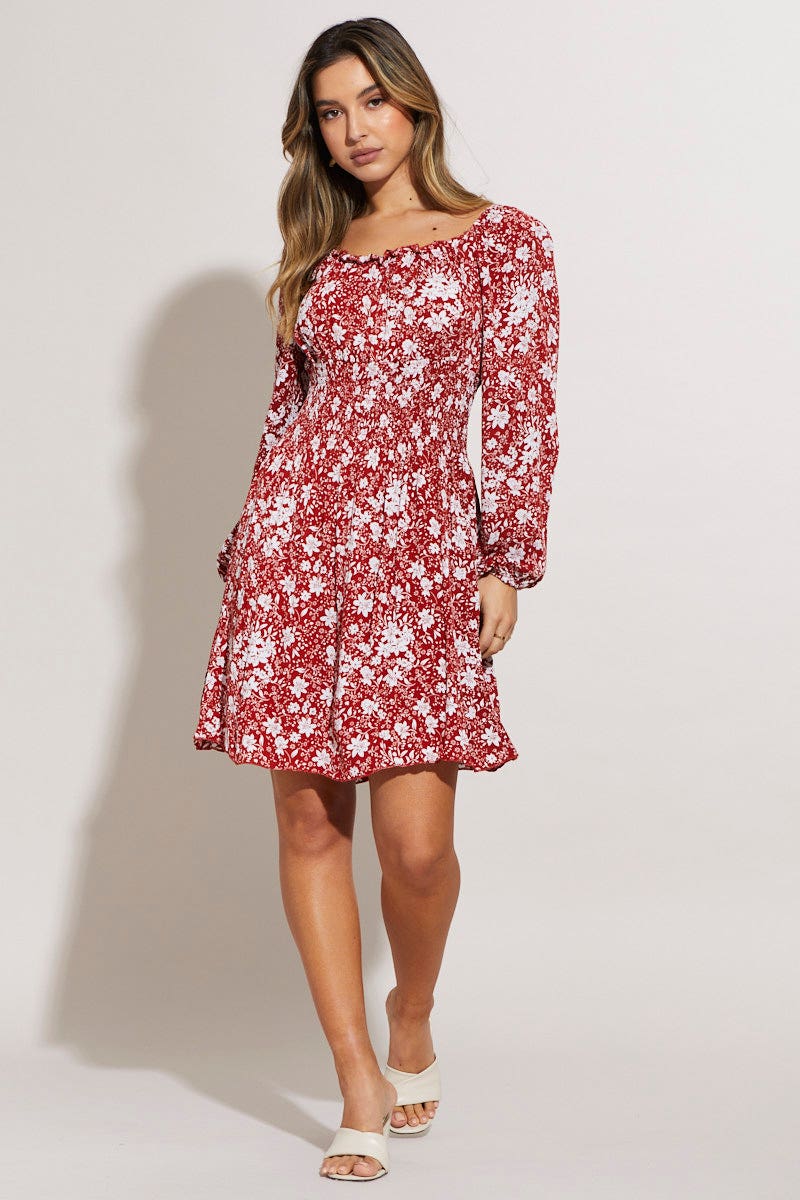 Print Mini Dress Long Sleeve