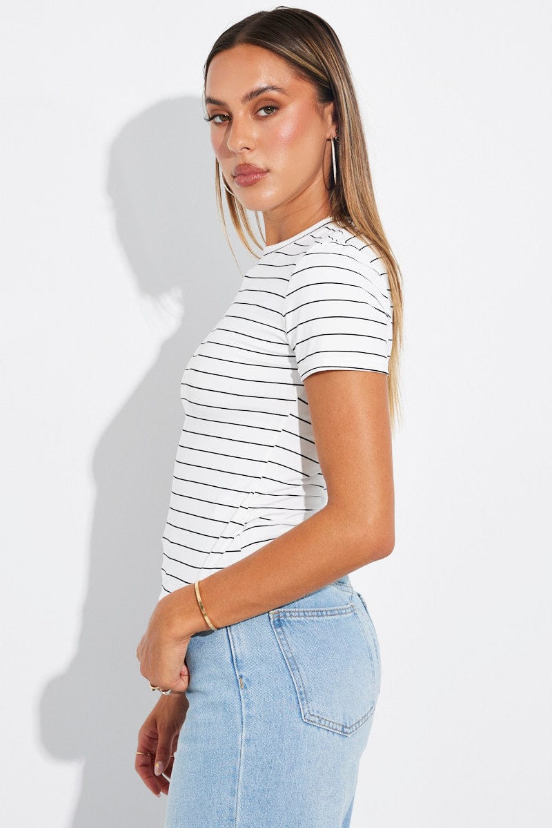 White Stripe Supersoft Top Short Sleeve