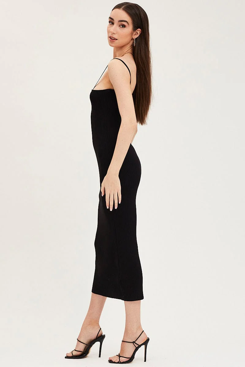 Black Kint Midi Dress