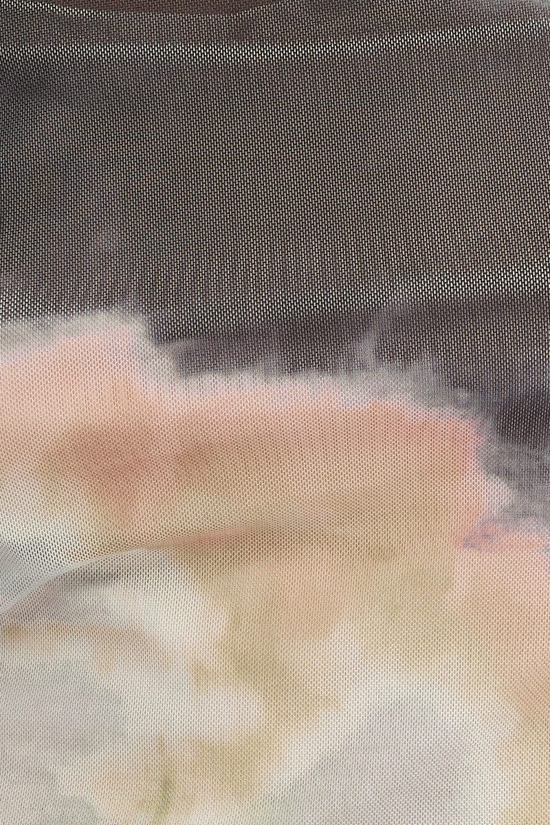 Brown Abstract Top Short Sleeve