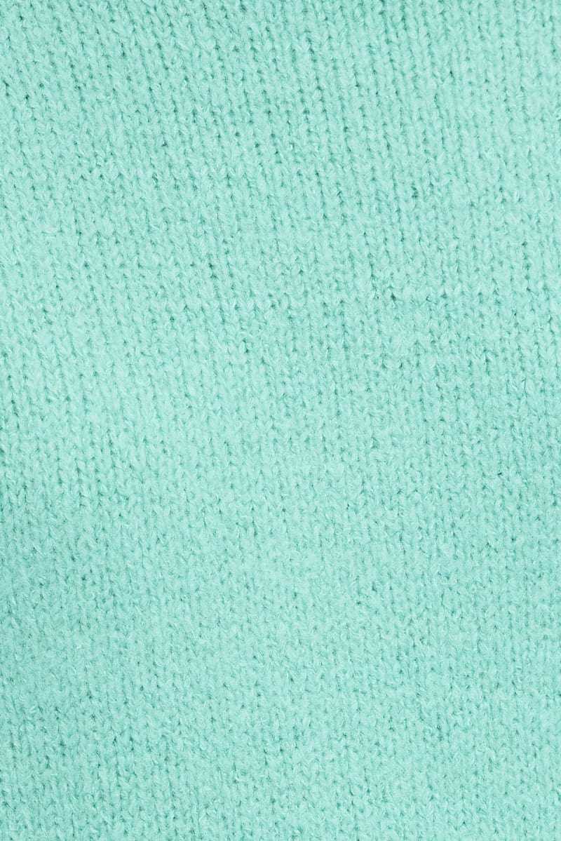 Green Knit Top Long Sleeve Oversized Turtleneck