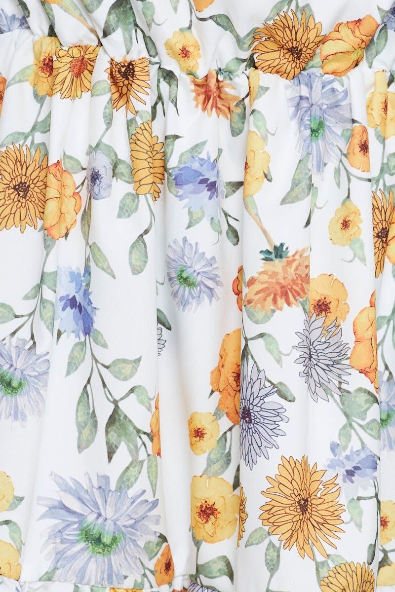 Print Fit And Flare Dress Short Sleeve Square Neck