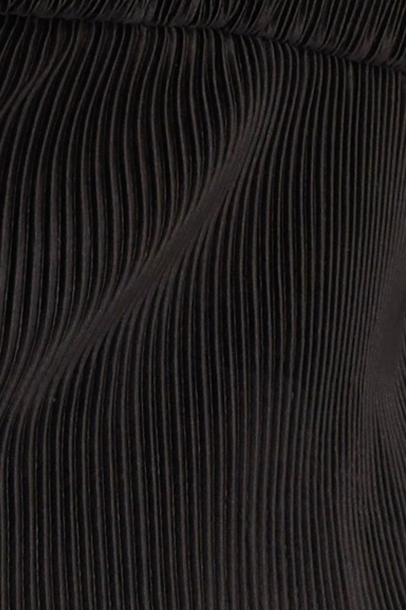 Black Plisse Long Sleeve Tie Front Bolero