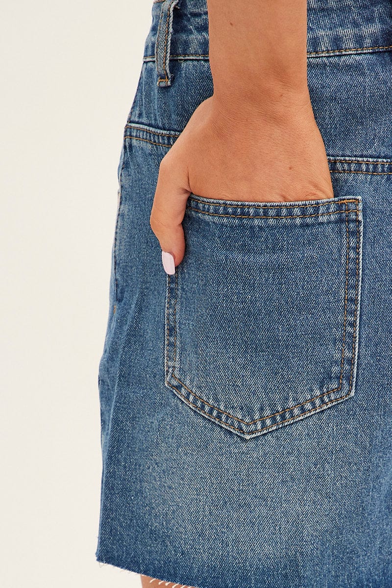 Blue Relaxed Denim Shorts High Rise