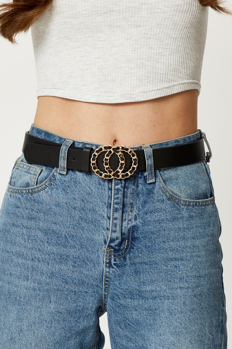 Black Double Buckle Belt