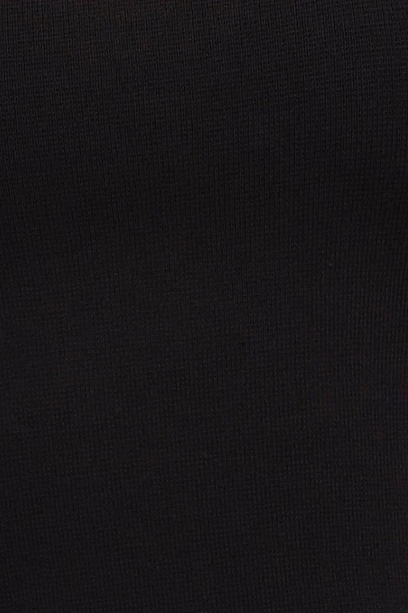 Black Knit Top Sleeveless Crop Square Neck