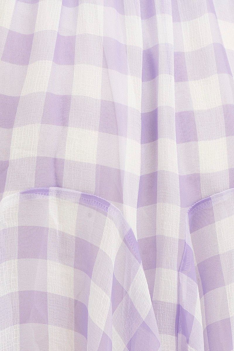 Check Shirred Dress Sleeveless Mini