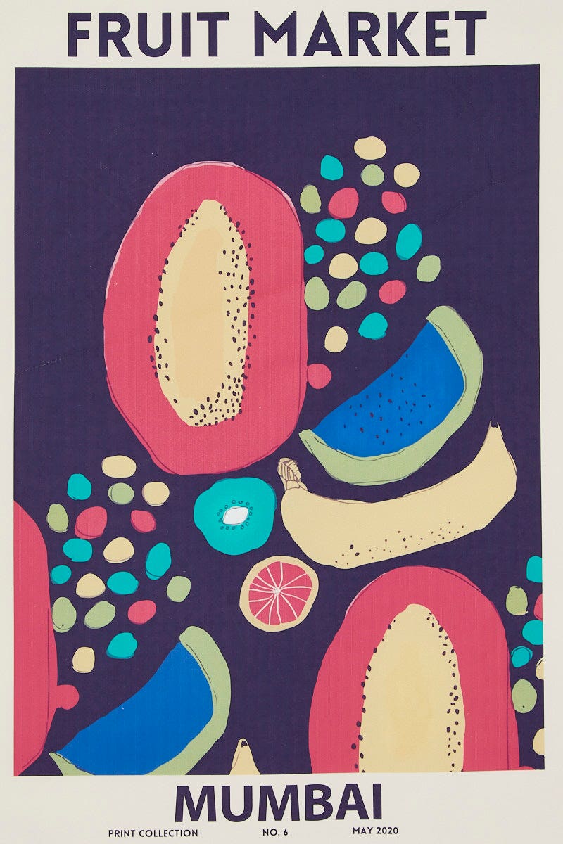 Print Fruit Market Mumbai Abstract Print A3
