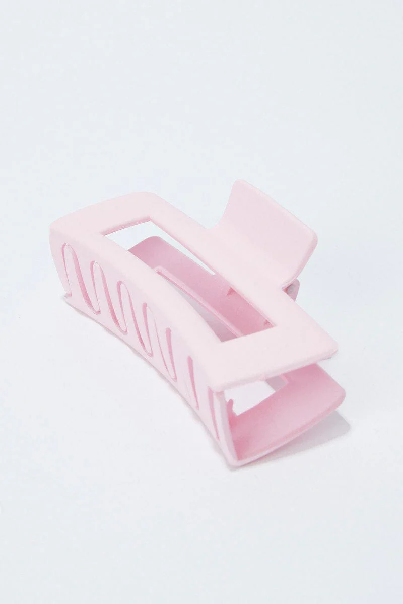 Pink Large Rectangle Claw Clip