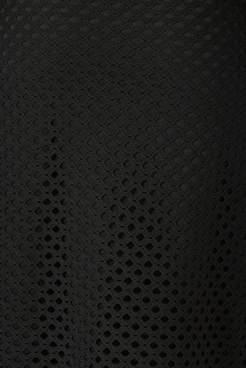 Black Midi Bodycon Dress Sleeveless Crochet