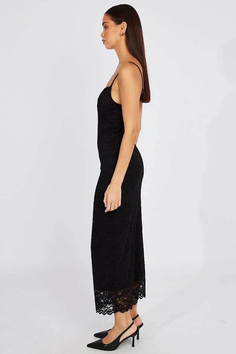 Black Bodycon Dress Strappy Lace