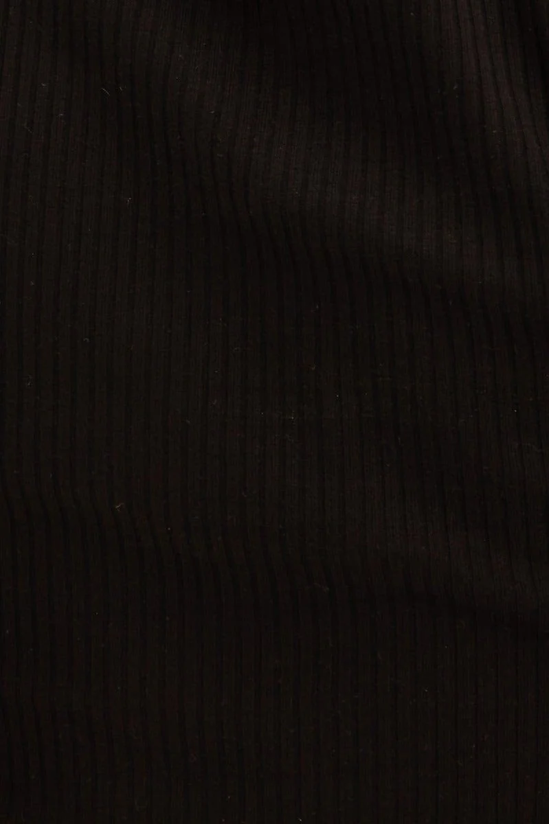 Black Crop Top Short Sleeve Crew Neck Rib Jersey