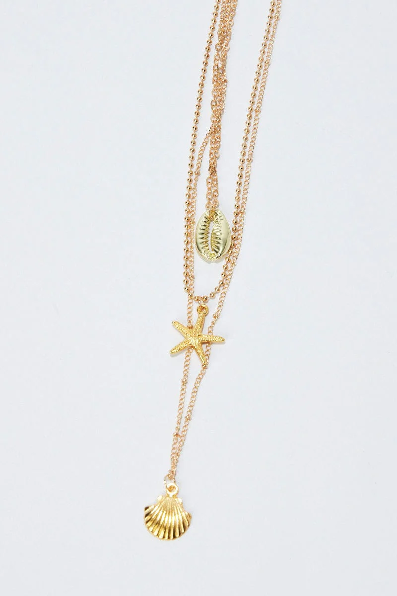 Gold Faux Pearl Necklace