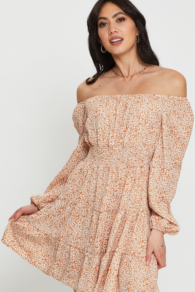 Print Mini Dress Long Sleeve