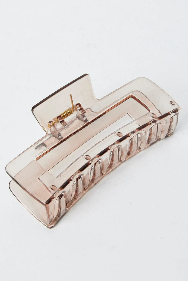 Brown Large Rectangle Claw Clip