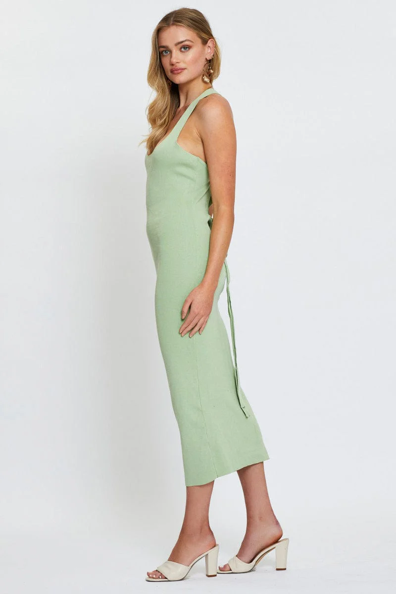 Green Maxi Dress Bodycon Knit