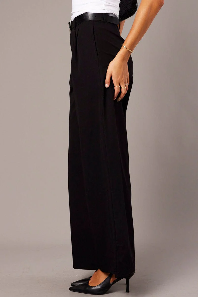 Black Wide Leg Pants Mid Rise