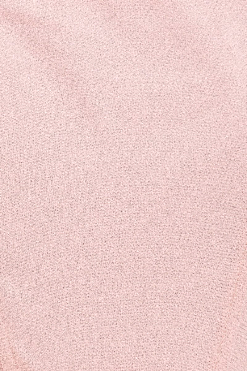 Pink Corset Top Shirred Back Sleeveless Crop Jersey